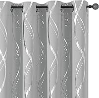 Vista 48 de BUHUA Juego de 2 paneles de cortinas opacas de 84 pulgadas de largo, cortinas de eficiencia energética y reducción de ruido para dormitorio con Gris