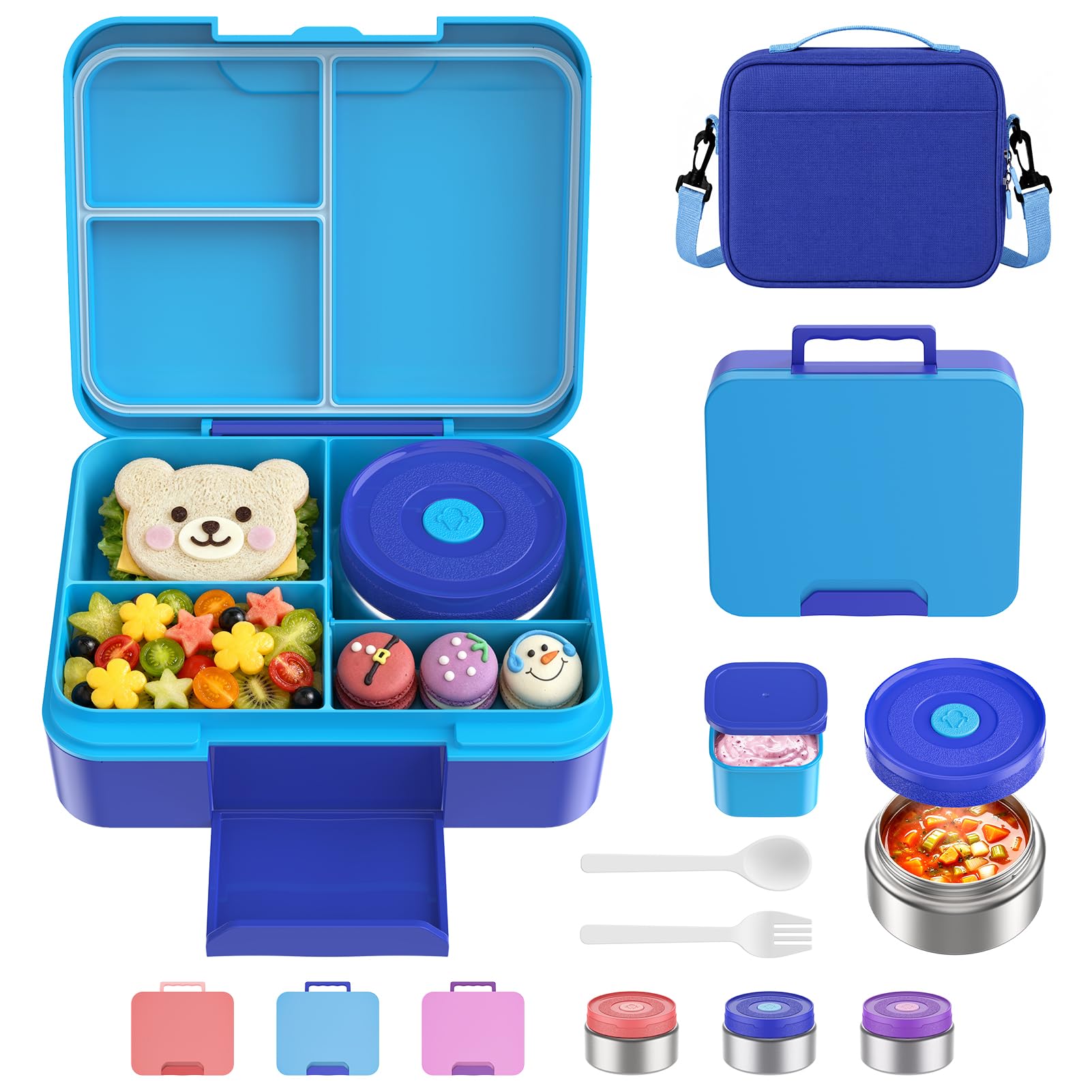 Photo 1 of Winproper Bento Lunch Box Set with Insulated Jar - Blue