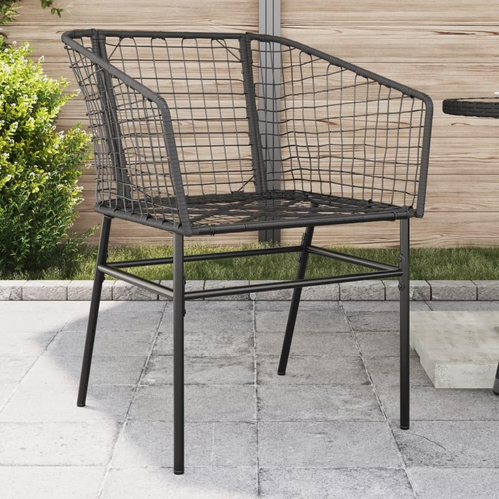 2 chaises de jardin en polyrotin noir fauteuil d'extérieur en résine tressée haute densité
