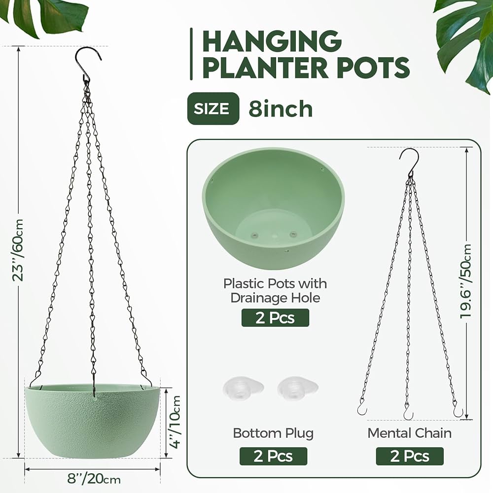 Amazon.com: T4U 8 Inch Hanging Planter for Indoor Plants, 2