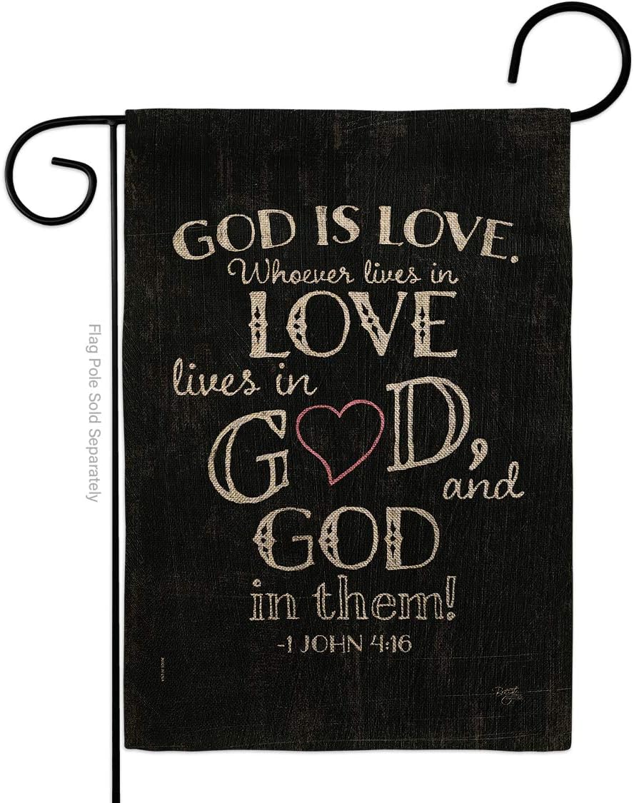 God is Love Burlap Burlap Garden Flag Religious Bible Verses Bless Faith Thank Hope Pray Christian Religion Small Decorative Gift Yard House Banner Double-Sided Made In USA 13 X 18.5
