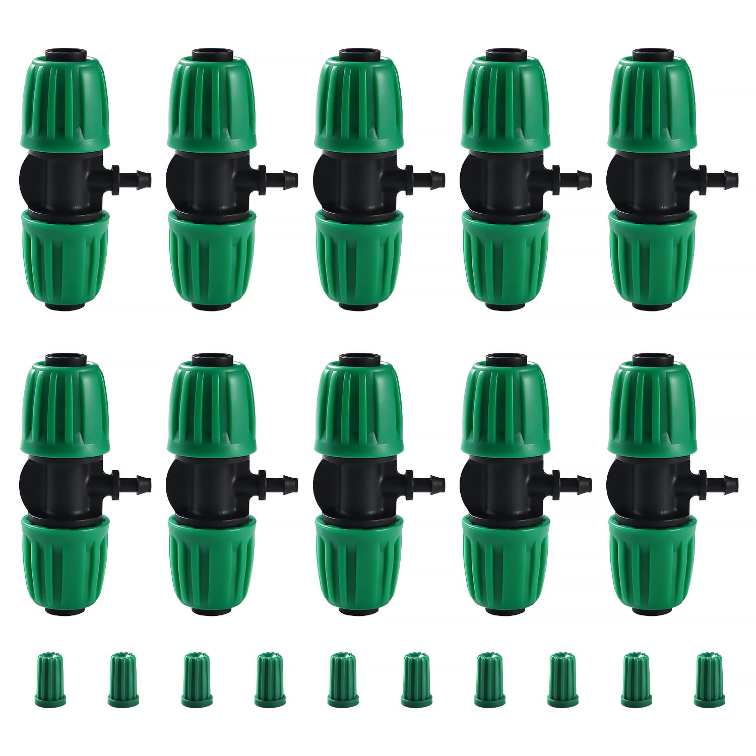 VooGenzek 10 Piezas Accesorios de Riego Tapones de Extremo para Tubos 16mm, Adaptador de Riego por Goteo, Conectores de Púas de Manguera para Sistemas de Riego, para Césped, Jardín (Negro) — view 29