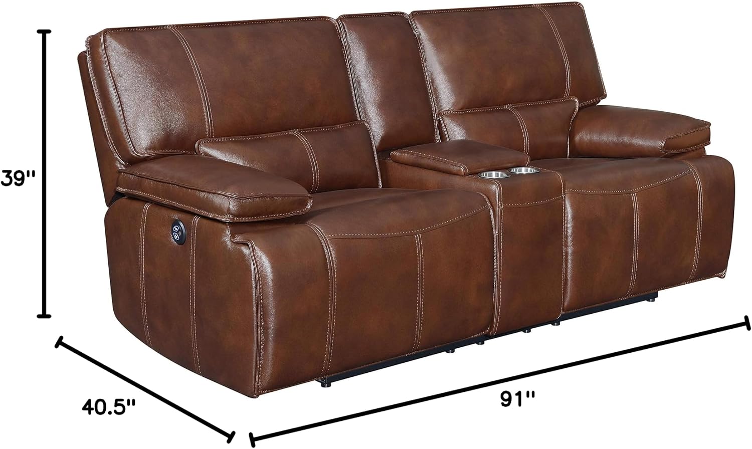 Coaster Home Furnishings Southwick 3-Piece Pillow Top Arm Power Living Room Set Saddle Brown