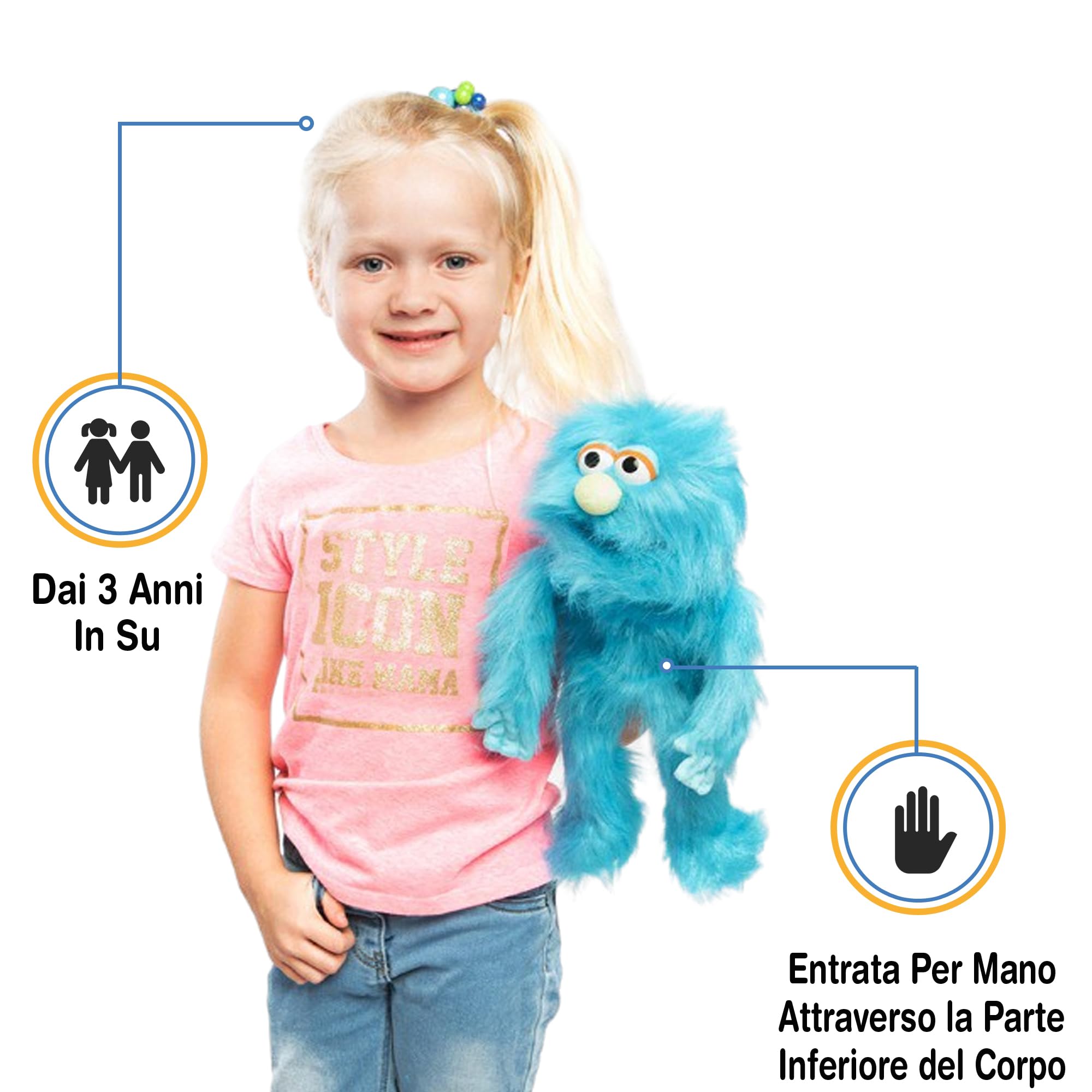14" Monster (Blue) by Silly Puppets