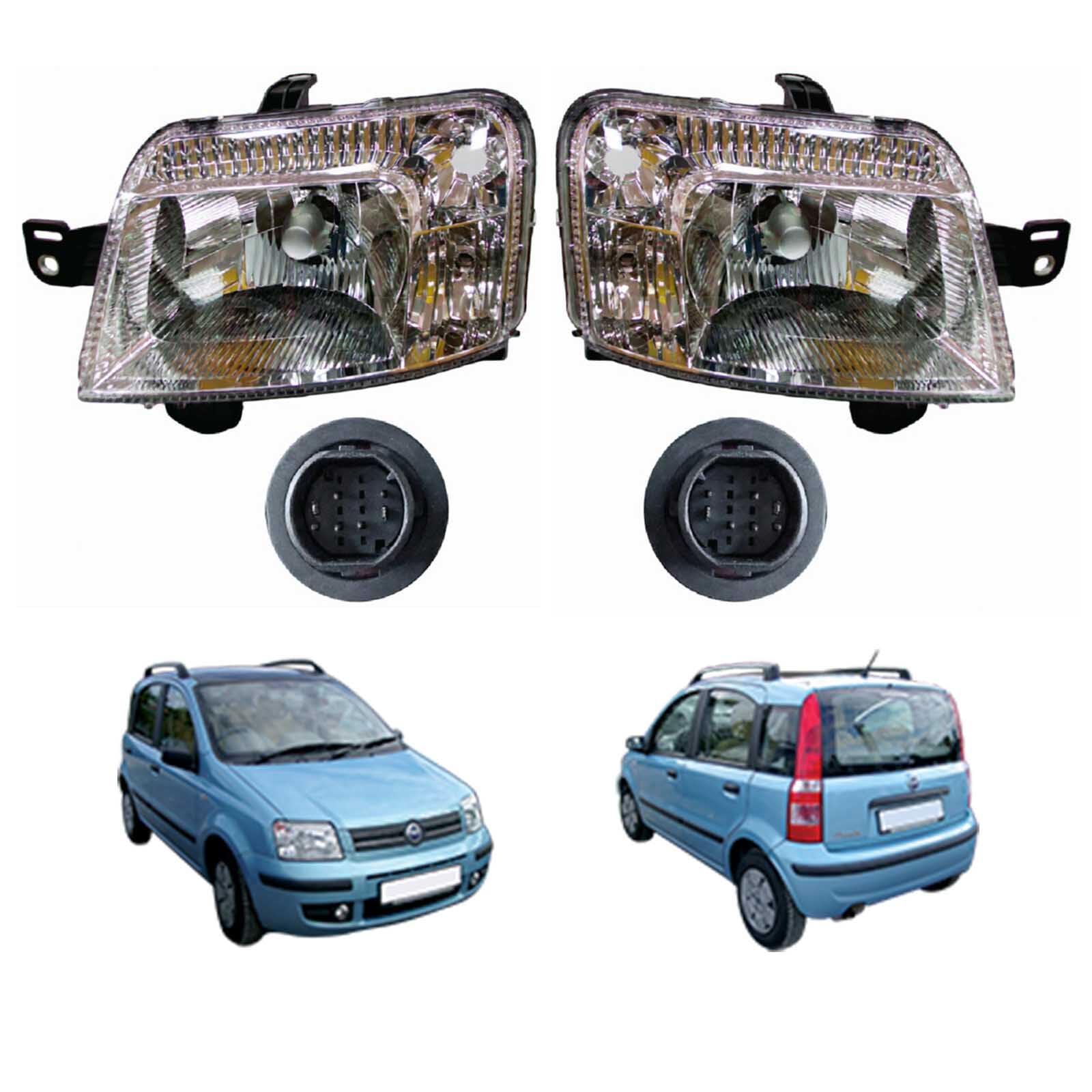 Generico Coppia Proiettore Sinistro e Destro H4 Elettrico Con Motore Compatibile Per Panda Dal 2003 Al 2011 Codice Originale 46421732 46421733 Specifico per Versioni Benzina, LPG e Multijet