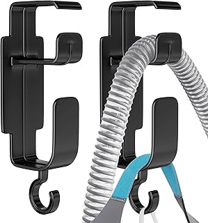 2 Pack Black CPAP Hose Holder for Bed, CPAP Hose Hanger for Tube & Mask with Anti-Unhook Feature Hose Organizer Avoids Hose Tangle and Help You Sleep Better CPAP Hook with Free Strips