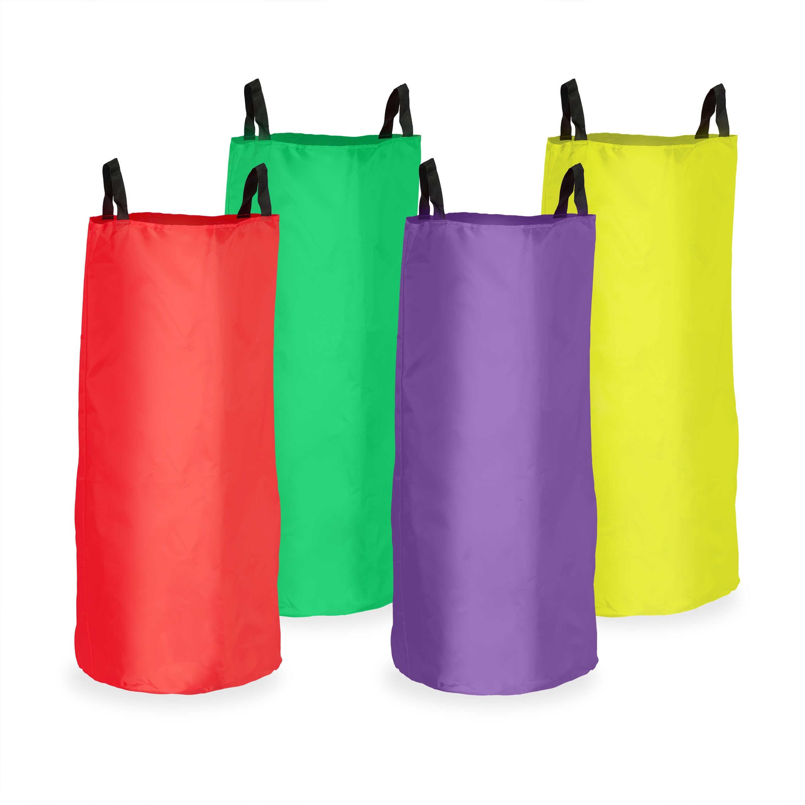 Relaxdays Corsa con 4 Sacchi da Salto, Gioco da Giardino per Bambini, Set per Feste di Compleanno, Poliestere, Colorato, HxD: 73 x 50 cm