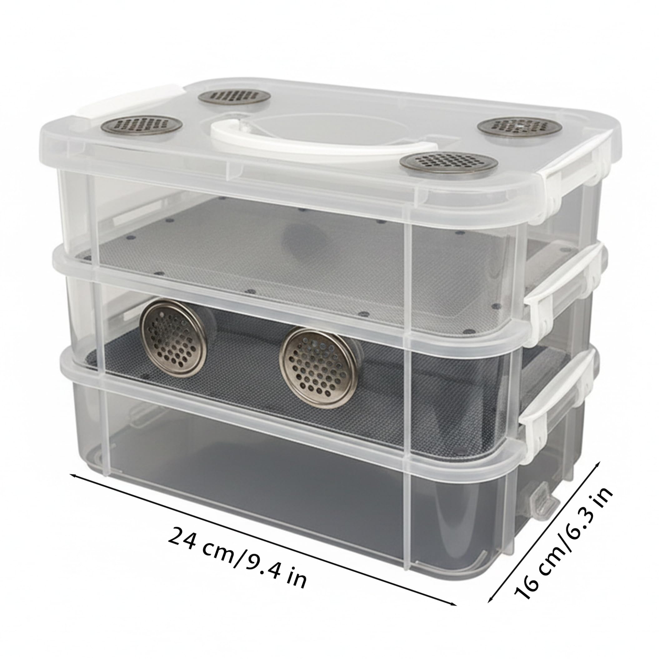 Kit de granja de gusanos, kit de cría de gusanos de la harina, hábitat de plástico transparente con doble ventilación, cerraduras antiescape y accesorios fáciles de limpiar