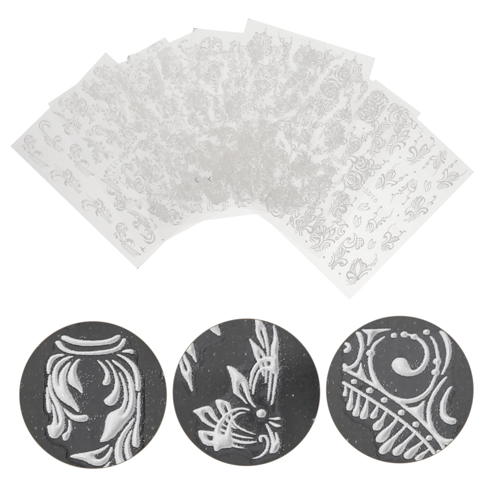 Beaupretty 24hojas Pegatinas De Uñas Relieve Autoadhesivas De Calcomanías Para Decoración De Uñas y Pies Accesorios Para Fiestas y Eventos Especiales