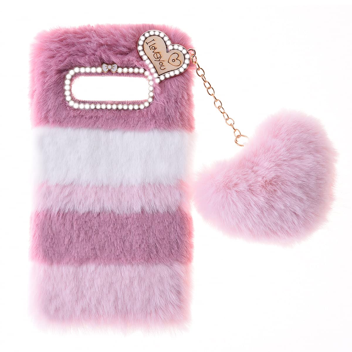 Snclet Collage Pink Samsung Galaxy S7 Protective Case - Soft Warm Fluffy Fur Skin Tpu Case With Bling Diamond Cover