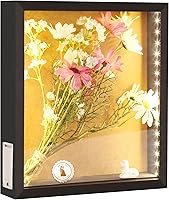 Simpdecor LED Shadow Box Frame Wine Cork Holder with Lights - Display Case for Memorabilia, Photos, Awards & Keepsakes