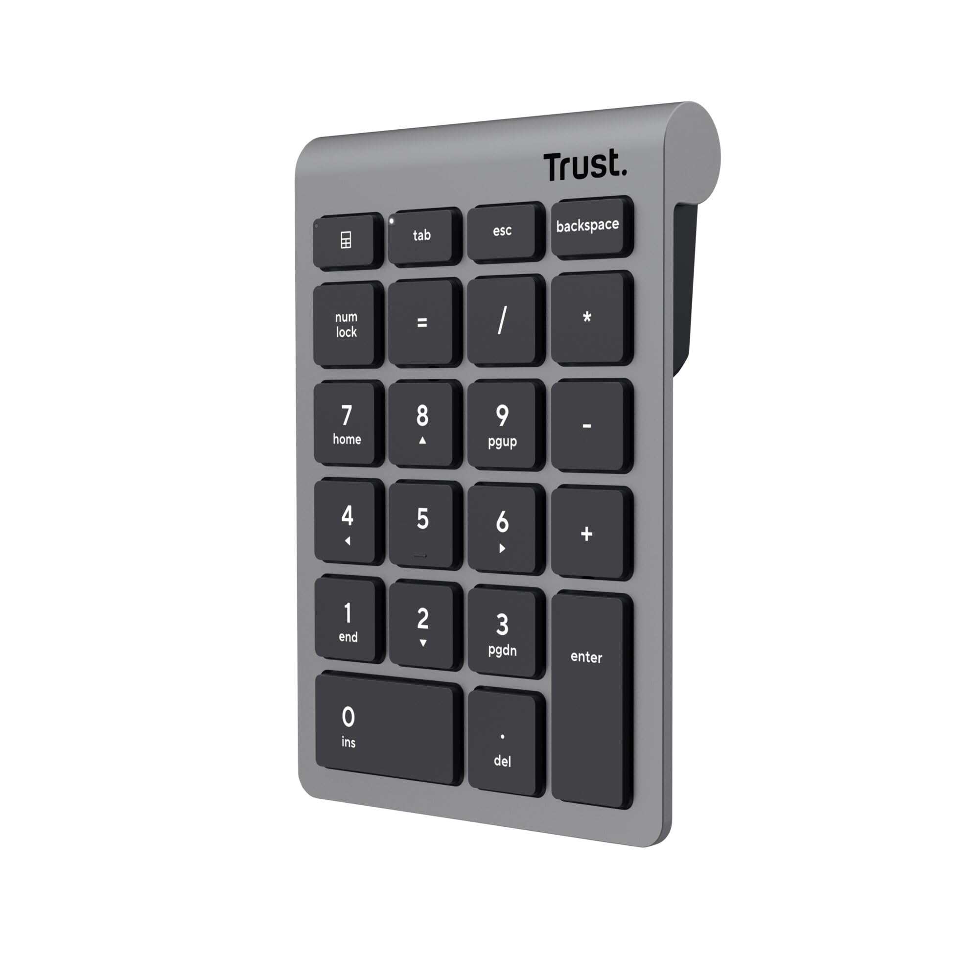 Trust Xalas Teclado Numérico Inalámbrico para PC Portátil y Ordenador, Numpad 22 Teclas, Receptor USB 2,4 GHz, Mini Teclado Portátil, Cálculo de Números Oficina Contabilidad Datos, Plata