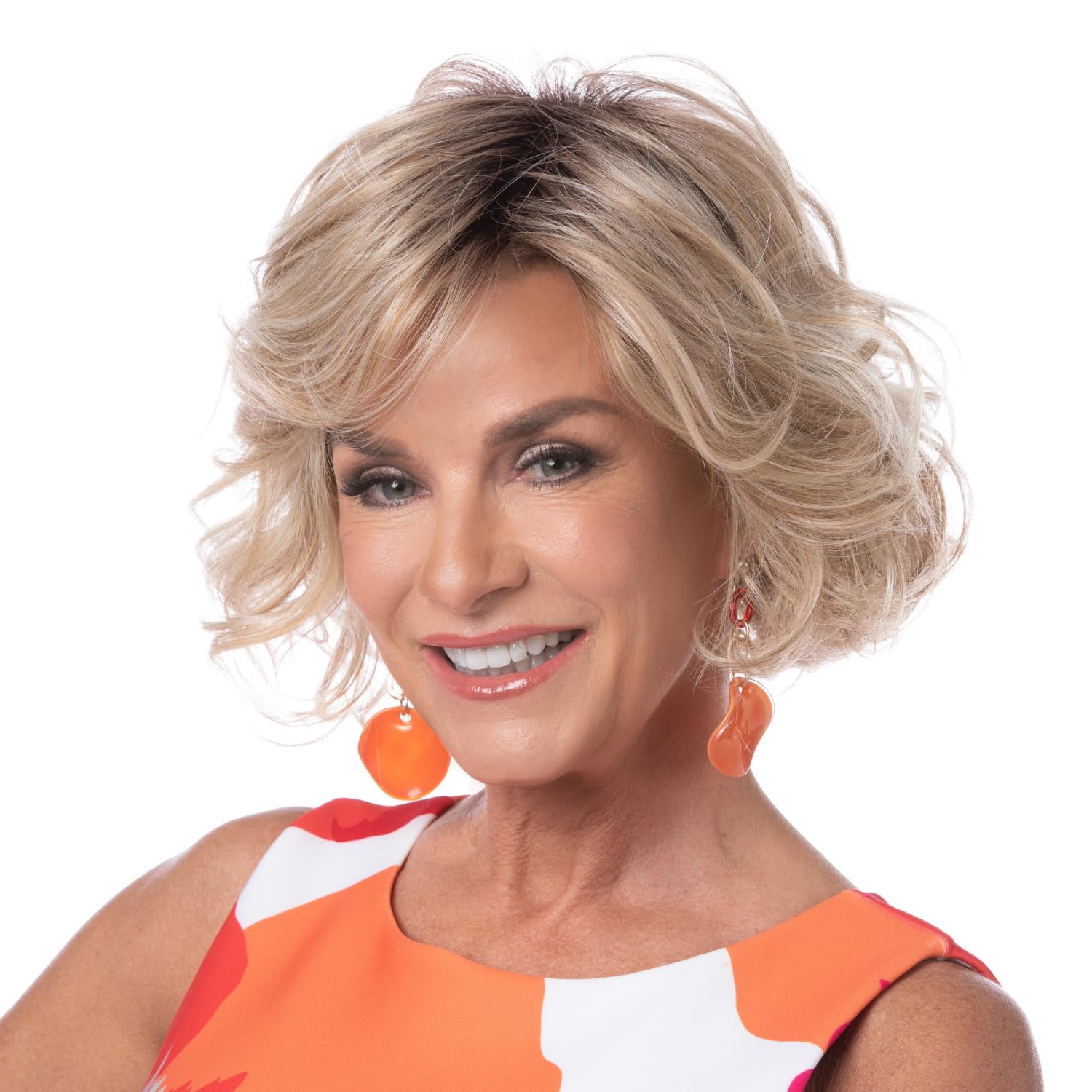 Toni Brattin Casually Chic Wig - 7" Chin Length Synthetic Wig with Subtle Wavy Layers & Side Swept Bangs - Heat-Friendly Fiber - Adjustable & Comfortable (Dark