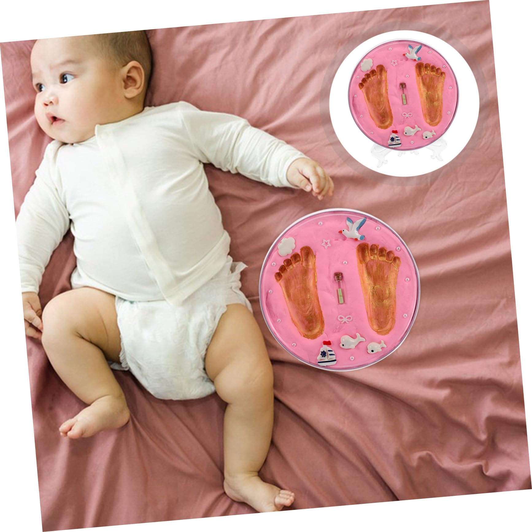 Kit Impronte Mani e Piedi per Ragazzo Ragazza Rosa, Ricordo