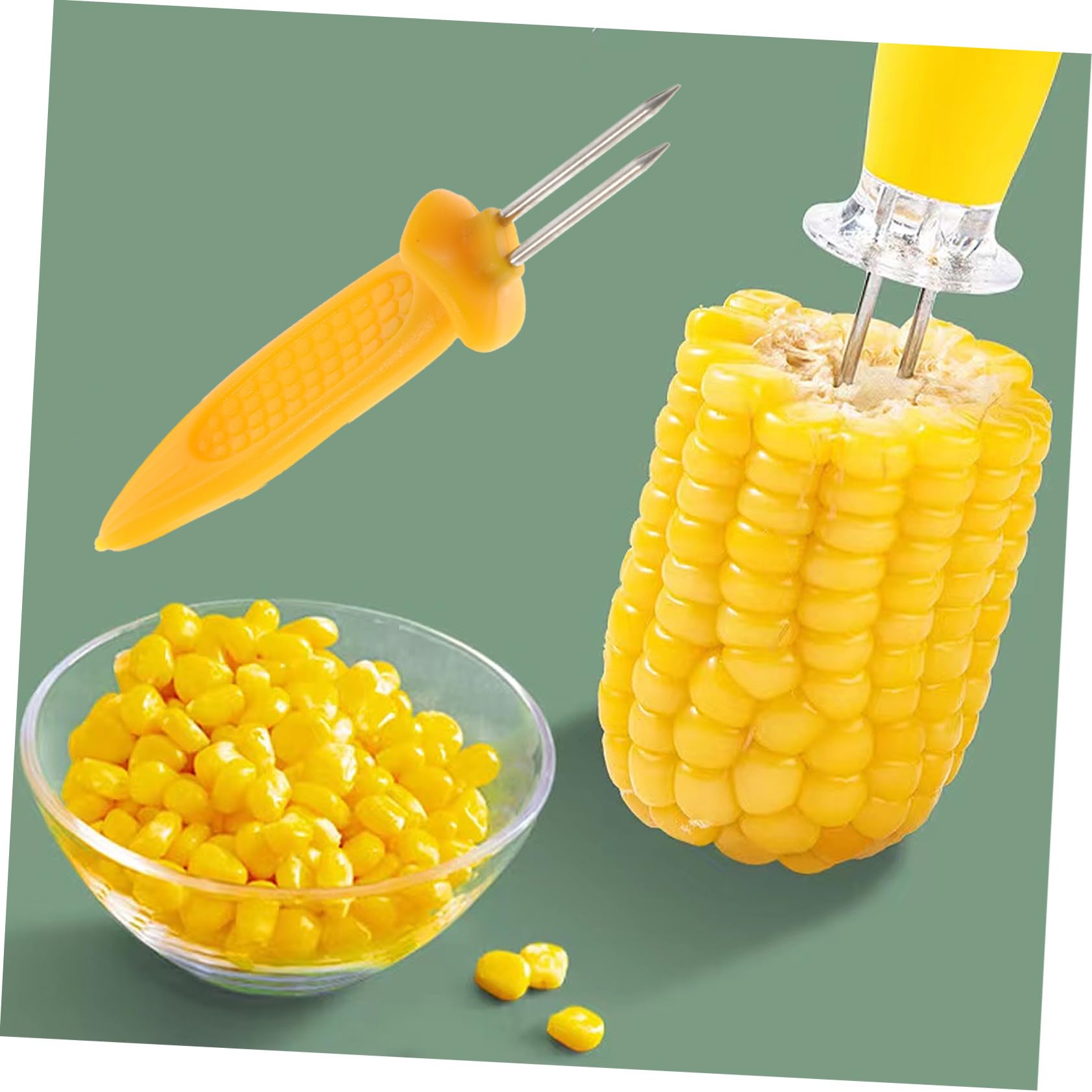 CIMAXIC Corn Forks Holder Bbq Corn Skewer Stainless Steel Forks 12pcs Set for Grilling and Outdoor Parties