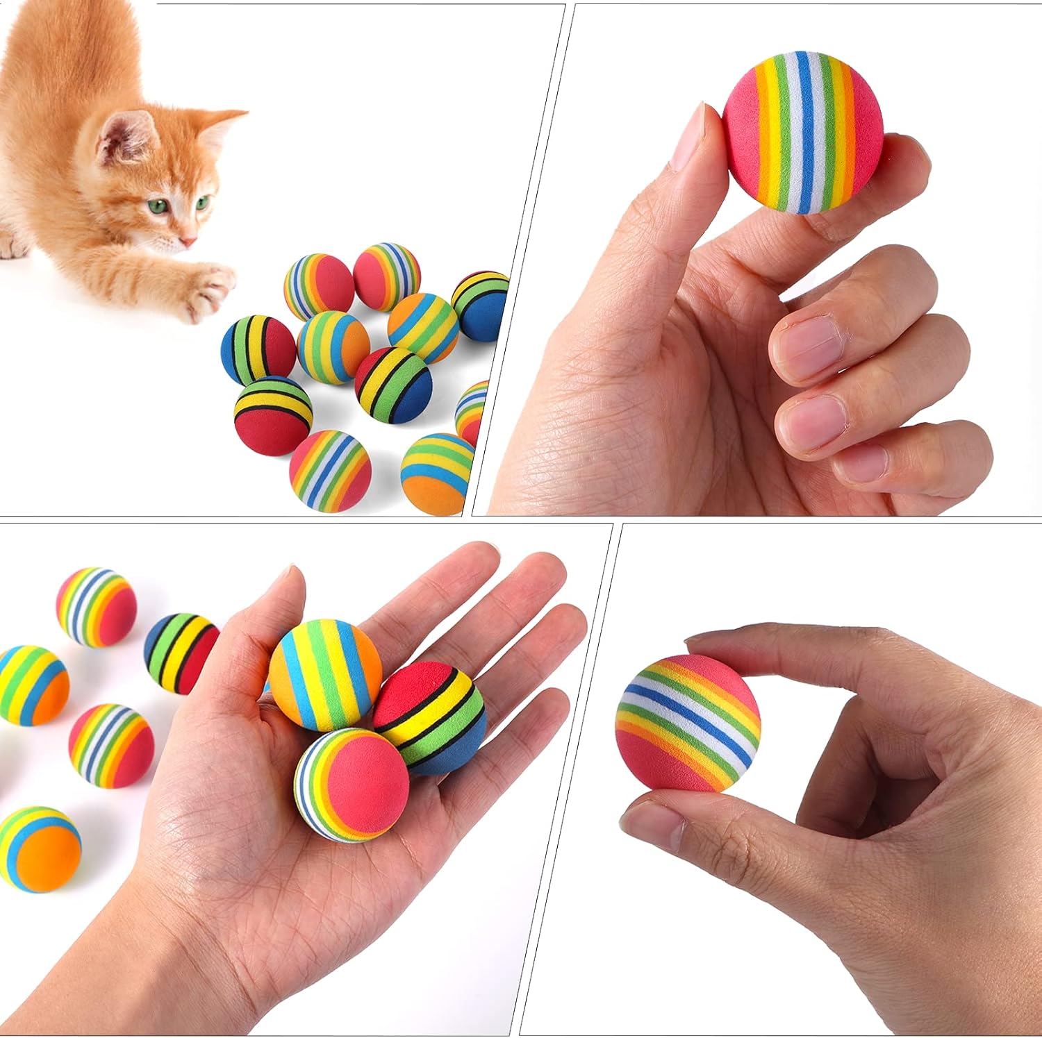 Cobee Rainbow Cat Toy, 12 Pieces Large 3.5 CM Interactive Ball for Kitten Play Sports Chase Training 8 71lw8M66daL. AC SL1500