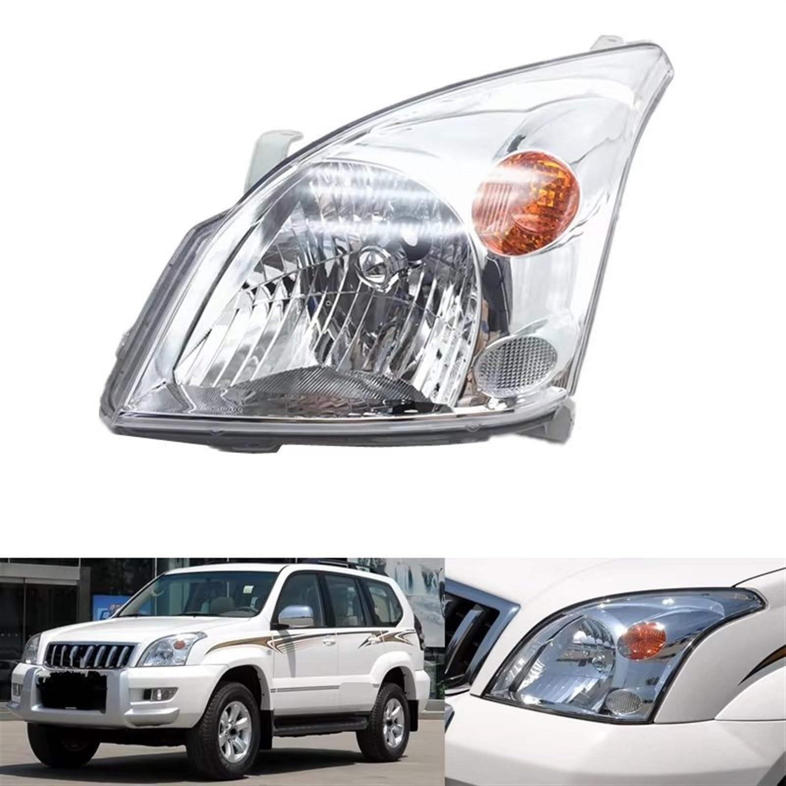 Faros Delanteros Conjunto Faro Delantero para Toyota para Land para Cruiser para Prado 120 2002 03 04 05 06 07-2009, Faro Delantero para Parachoques Delantero Faro(Right Side Electric)