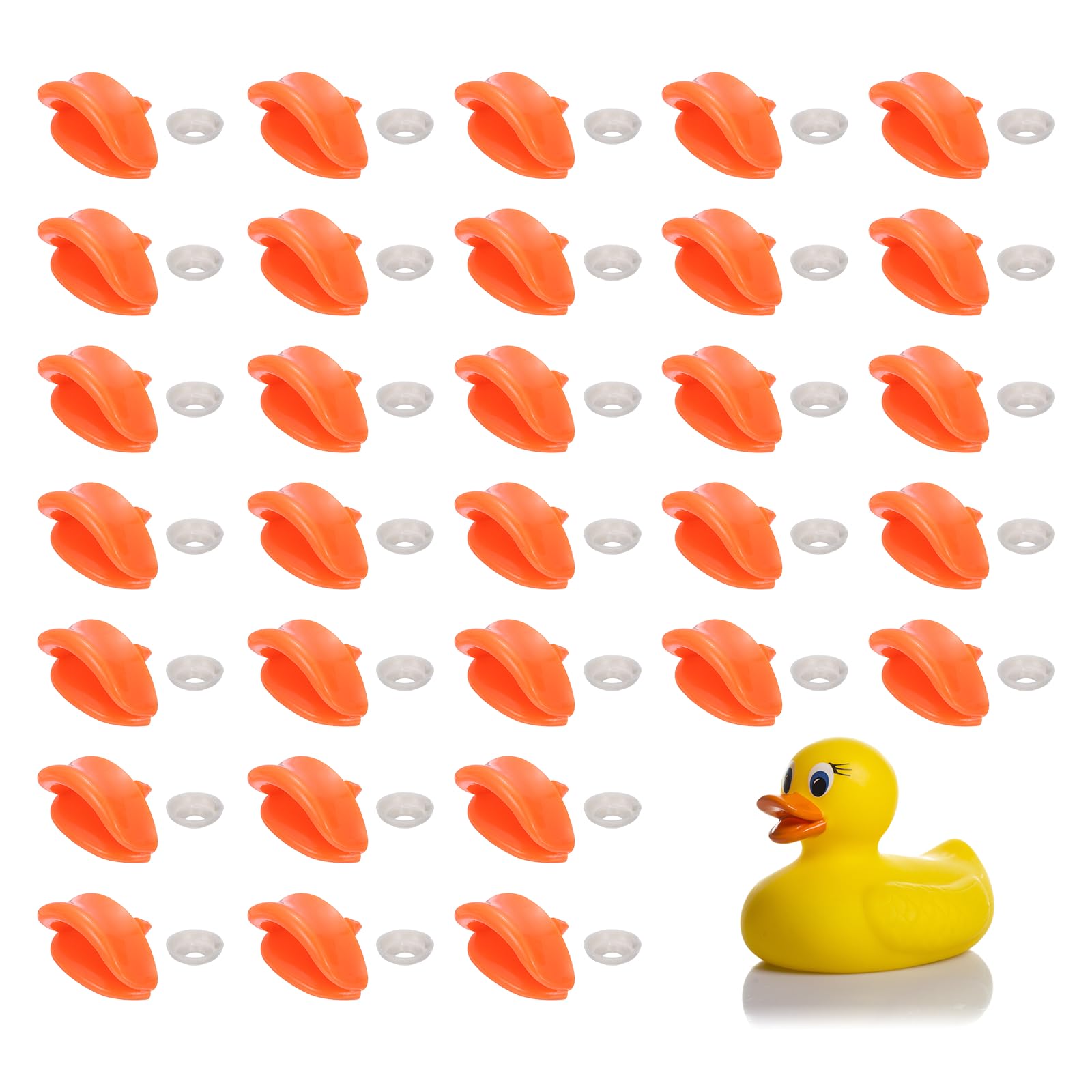 Muiltvoe 30Pcs Plastic Duck Beak, 0.94 in Doll Safety Duck Mouth Replacement Decor with Washers for DIY Craft Crochet Duckbills Doll Making