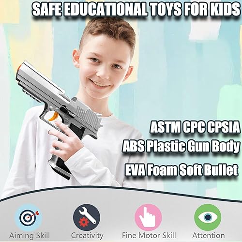 Miniatura 6 de Pistola de juguete de bala suave, pistola de juguete genial, balas de espuma suave con concha, juguete de expulsión de espuma, juegos de disparos,