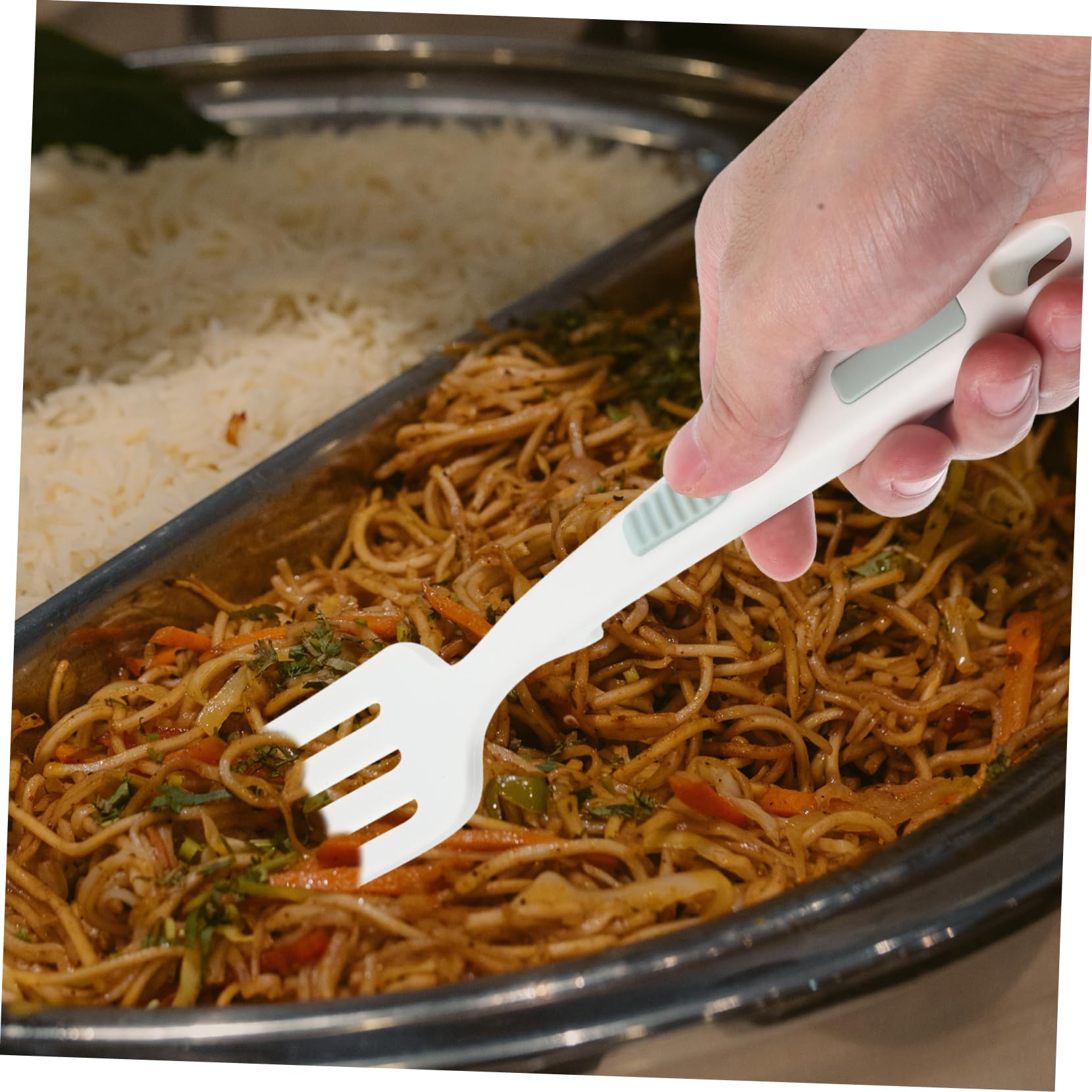 HOLIDYOYO Silicone Cooking Fork Pork Utensil Noodle Cooking Fork Pasta Fork Fruit Large Blending Fork Dinner Fork Eating Fork Party Fork Spaghetti Fork Kitchen Cooking Fork White