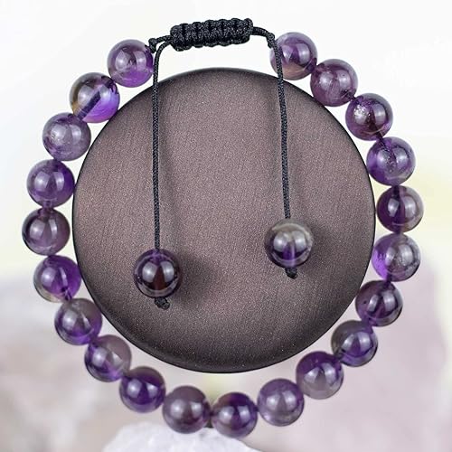 Vista 2 de DAZCOLO - Pulsera ajustable de 8 mm con gemas naturales, pulseras unisex de cristal hechas a mano para meditación, yoga, sanación espiritual