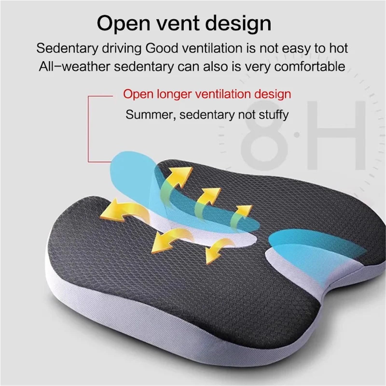 Cuscini per Auto Cuscino Cuscino Ortopedico in Memory Foam Antiscivolo for seggiolino Auto Sedia Comfort Automotive E Ufficio(A)