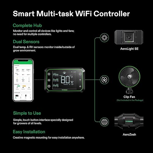 Miniatura 4 de VIVOSUN GIY - Sistema de tienda de cultivo inteligente de 3 x 3, kit de tienda de cultivo integrado con WiFi, con ventilación y circulación