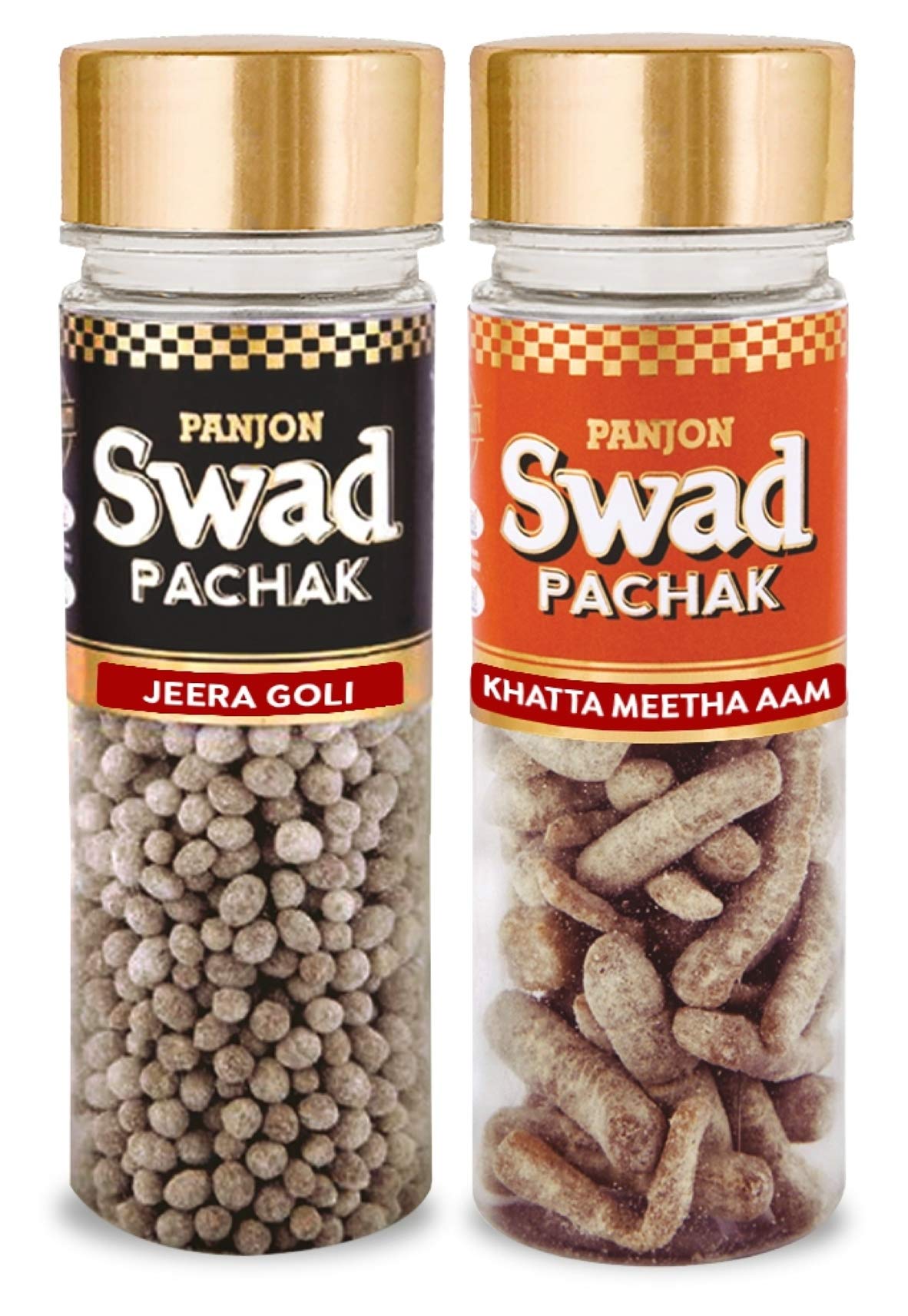 Panjon Swad Jeera Goli & Khatta Meetha Aam Pachak (Mukhwas Mouth Fresheners) 2 Bottles, 270g