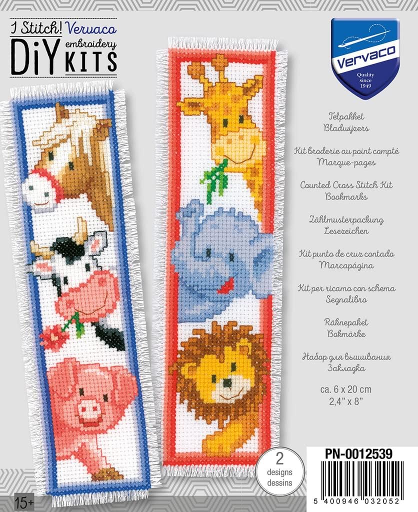 カウントクロスステッチブックマークキット 2.4"X8" 2/Pkg-アニマル(14カウント)-V0 【ム】