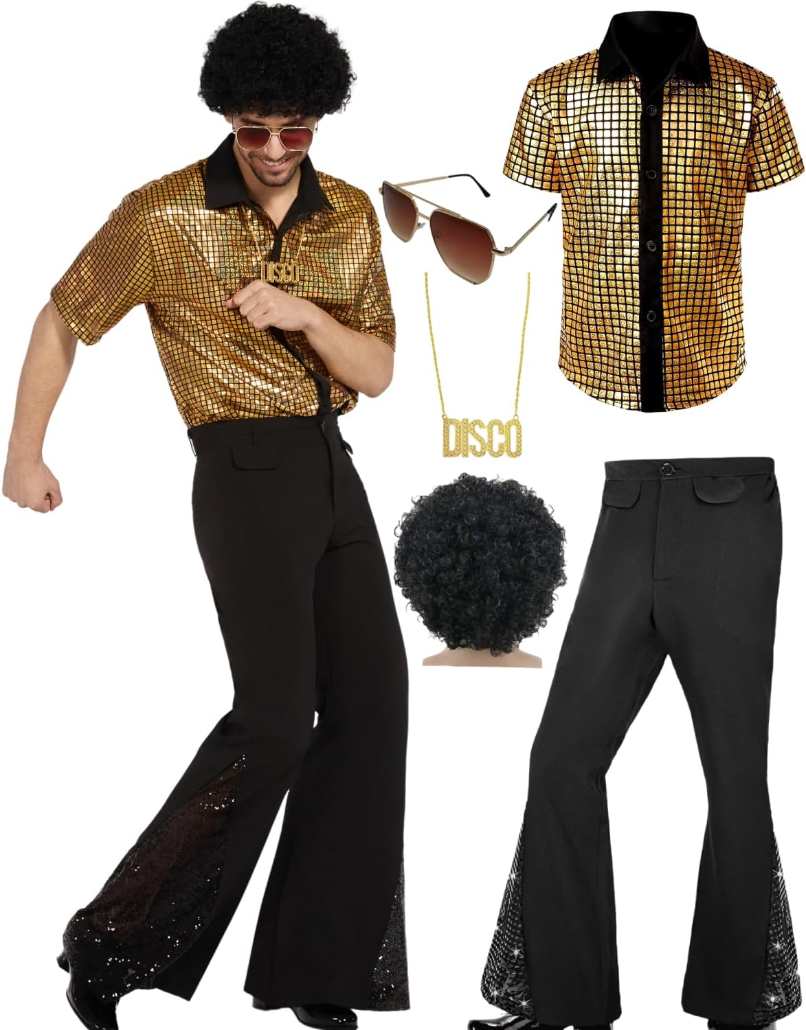 Mens 70's Disco Outfit Retro 70s Mens Costume for Adults Perfect 70's Theme Clothes for Parties