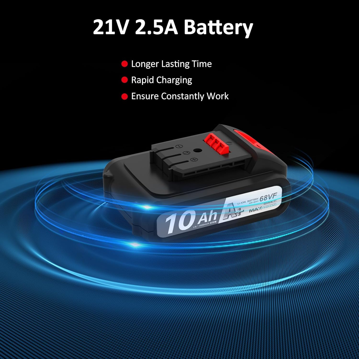 21V Cordless Leaf Blower, 2 in 1 Blower and Vacuum Cleaner with 2.0Ah Battery and Stepless Speed Control, for Patio Yard Garden Car Garage Cleaning (Black)