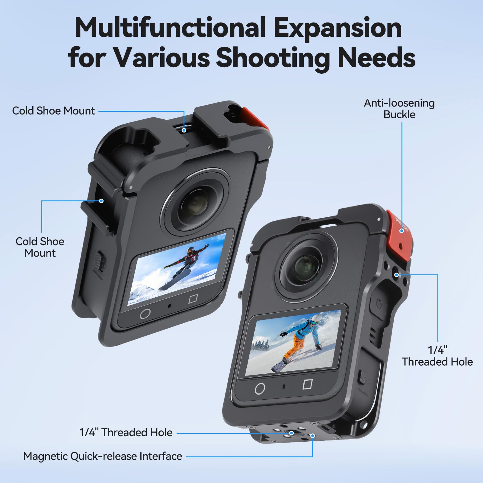 UTEBIT Caméra Cage pour DJI OSMO 360, Coque de Protection Robuste en Alliage d'Aluminium avec Protection d'objectif en Silicone, Protection d'écran, Boîtier d'extension pour DJI Osmo 360