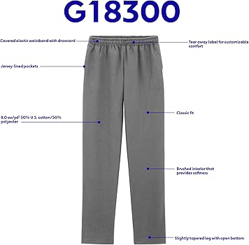 Gildan Adult Fleece Open Bottom Sweatpants with Pockets, Style