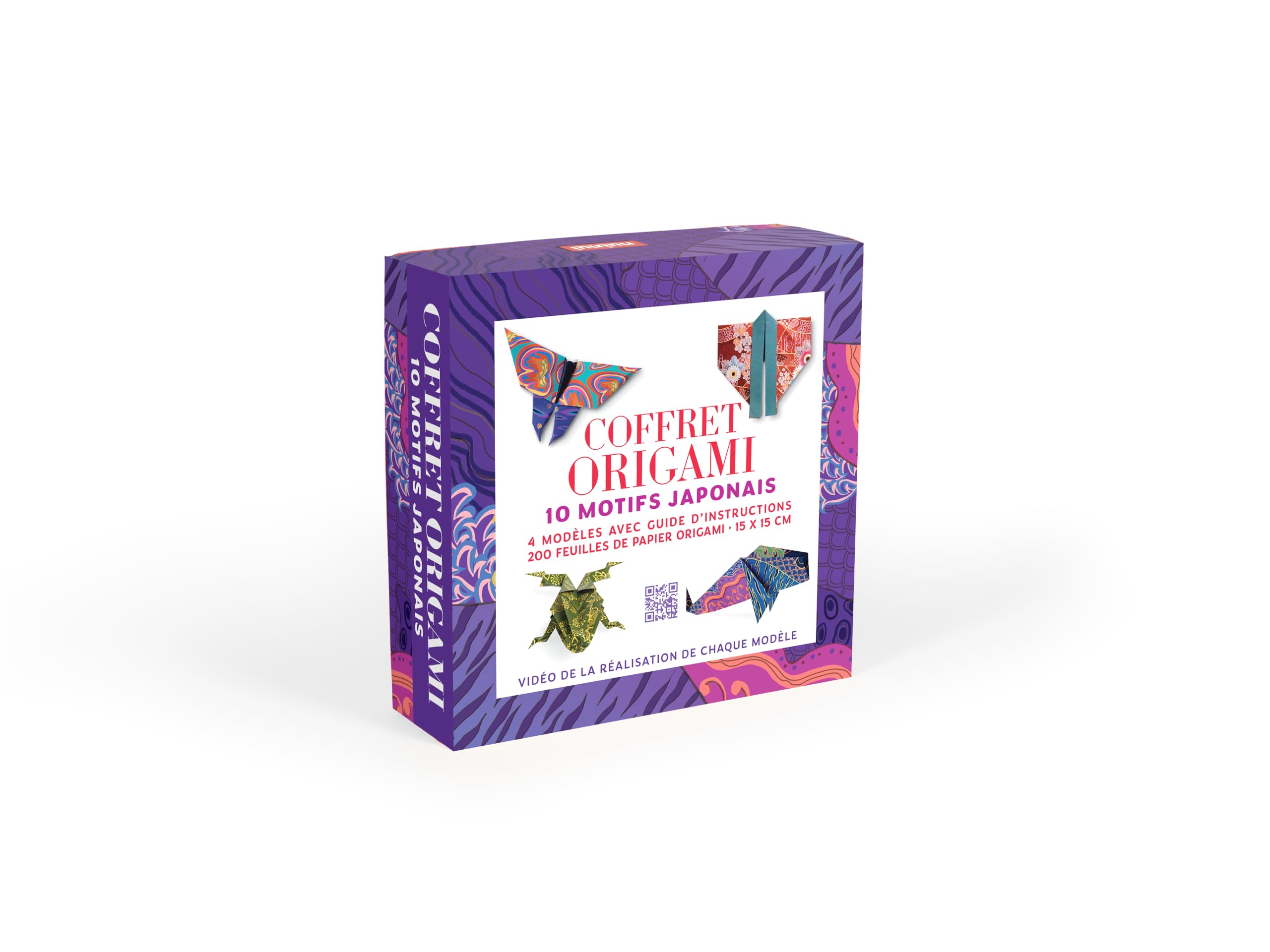 Coffret Origami 10 motifs japonais: 4 modèles avec guide d'instructions, 200 feuilles de papier origami