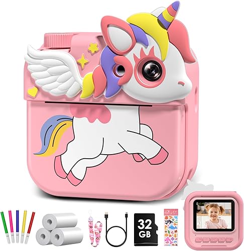 Cámara de impresión instantánea con cubierta para niños de 3 a 12 años, regalos de Navidad y cumpleaños, pantalla de 2.0 pulgadas, cámara de video