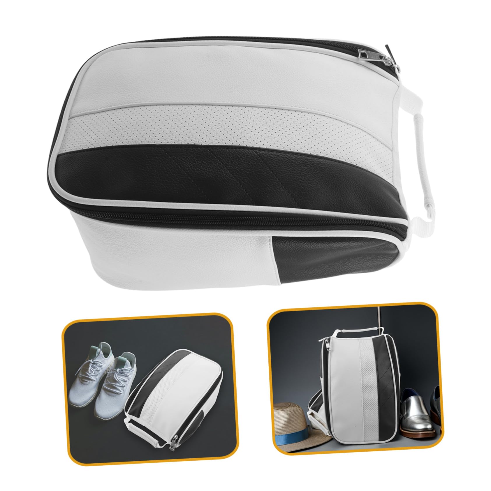 Borsa Scarpe Pelle Sintetica con Cerniera e Maniglia Tracolla Organizer Traspirante per Scarpe Viaggio Protezione Polvere per Golf Escursionismo e Corsa