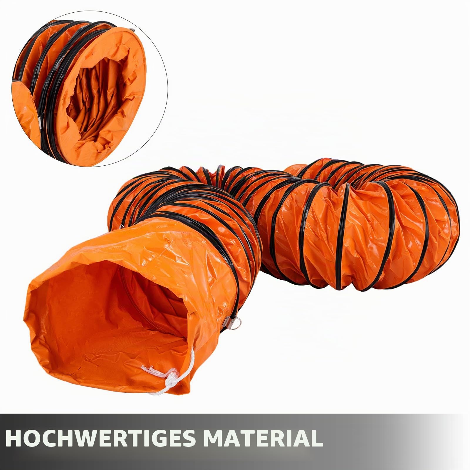 Mophorn PVC-Schlauch 32FT / 10m Länge Warmluftschlauch Belüftungsschlauch Flexible Lüftungsschläuche Starkes Vinylmaterial 12 Zoll 300 mm Durchmesser Orangee Passend für Bauventilator