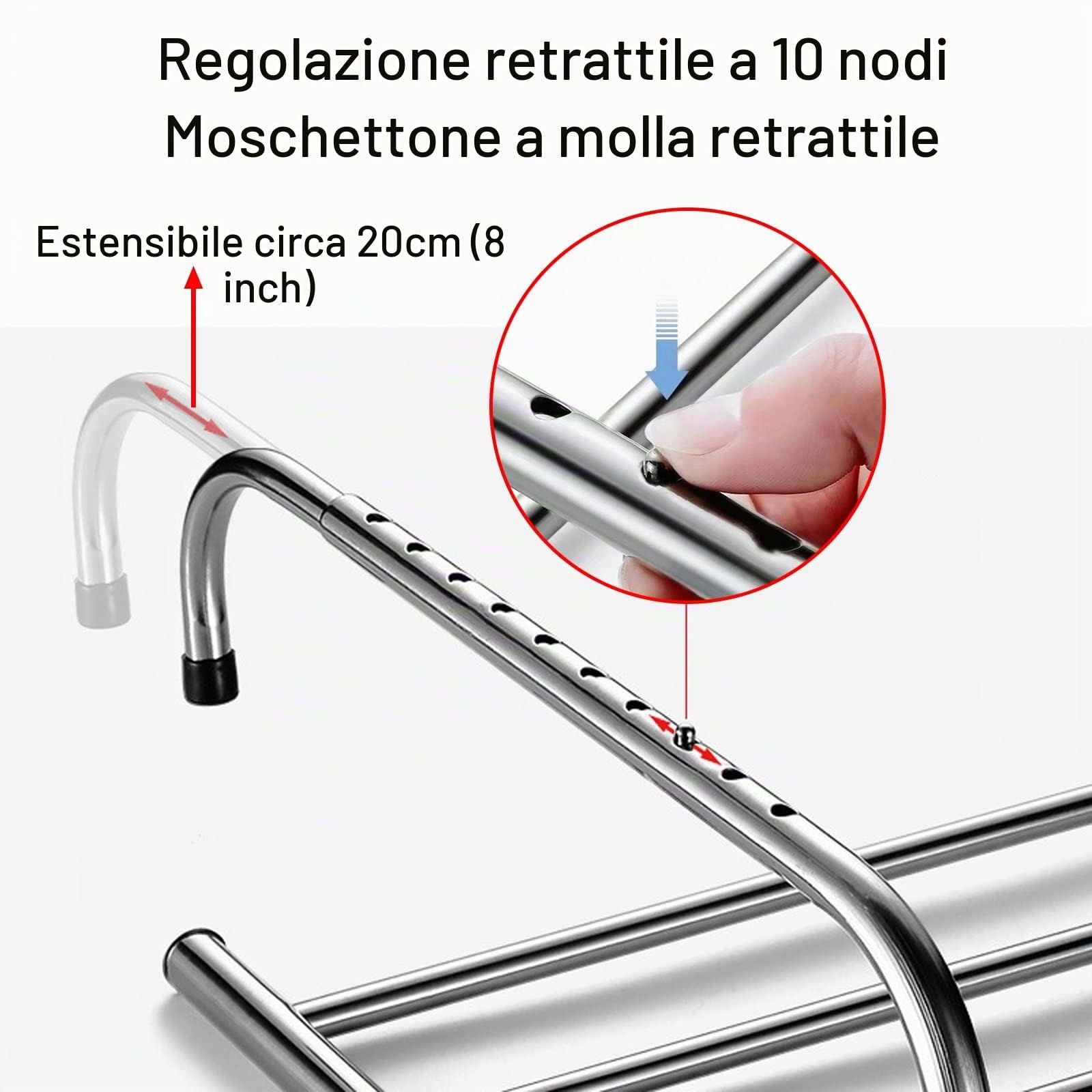 Stendino - Stendibiancheria per Termosifone, Balcone, Finestre, Ringhiere - Stendino Appendibile Estensibile Stendibiancheria in Acciaio Inox Ripiegabile per Interno Ed Esterno - Salvaspazio