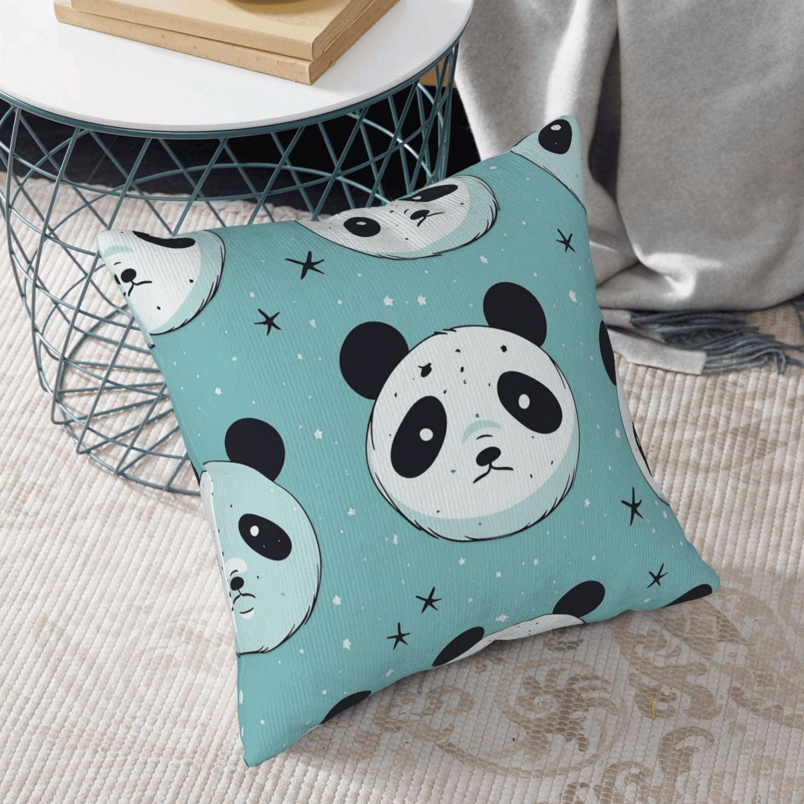 Funda De Almohada 45x45 Cm Estampado De Osos Pandas, Poliéster