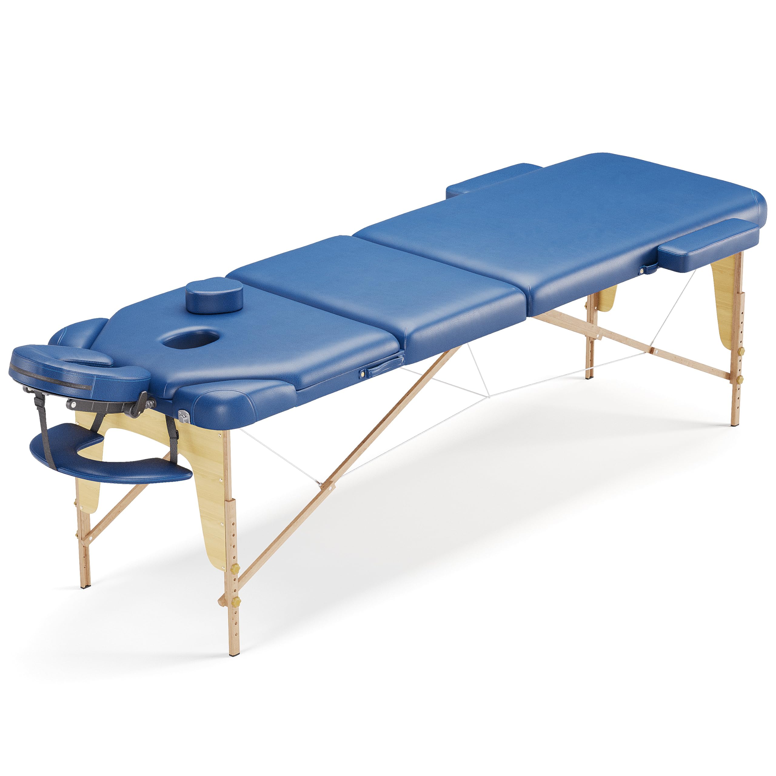 Beltom® Lettino per Massaggio Portatile 3 Zone Nuovo Modello - Dimensione XL 195 X 70 CM - Pannello Reiki - Angoli ARROTONDATI E RINFORZATI - ESTETICA Fisioterapia Tatuaggi Relax - Blu