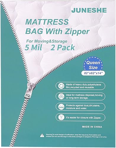 Miniatura 8 de JUNESHE Bolsa de almacenamiento para colchón de cuna con cremallera, bolsa de colchón impermeable de plástico de 5 mil para mudanza y almacenamiento