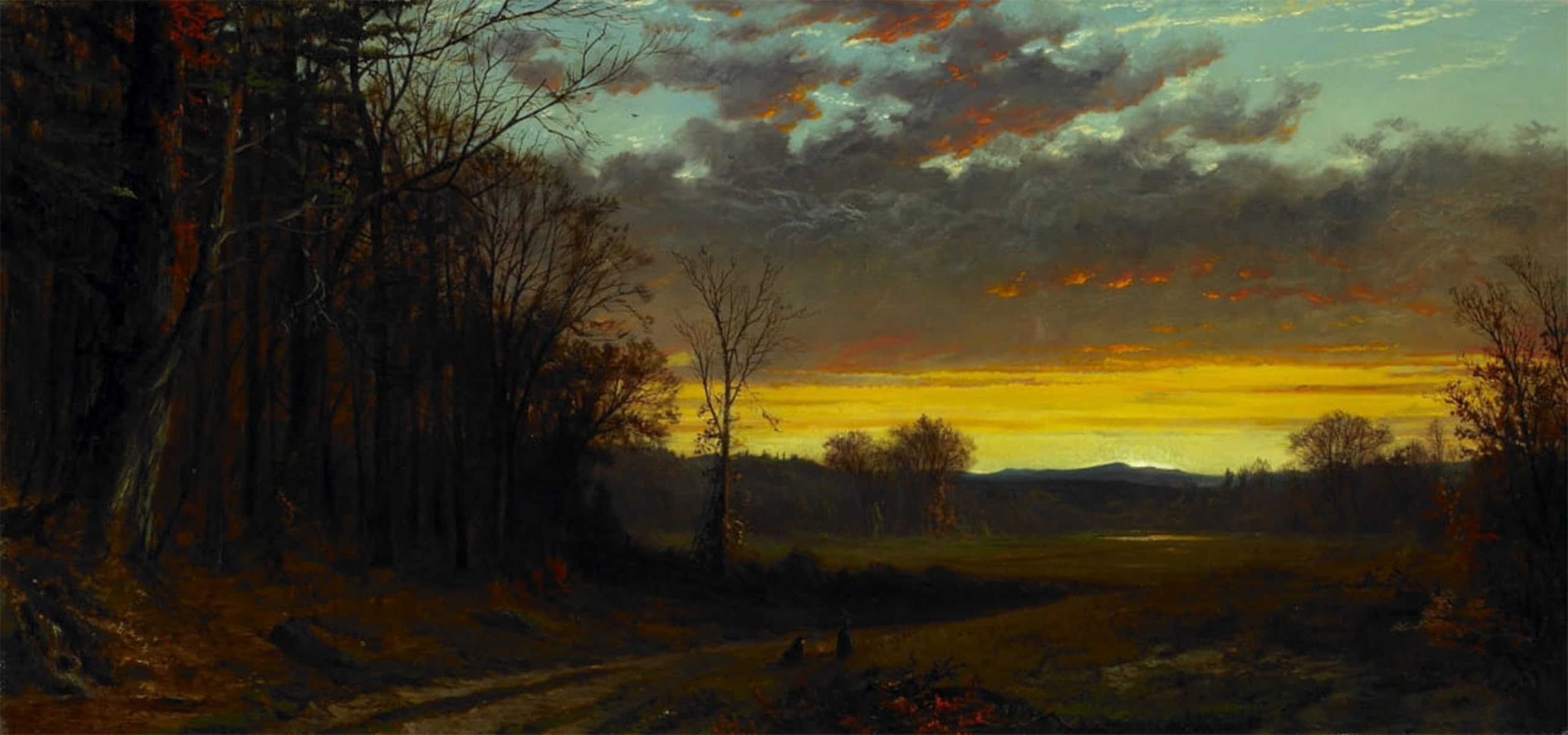 ARTXLXXBN Famous Art Print Poster Vintage Wall Art Twilight in the Wilderness by Alfred Bricher Canvas Art Poster for Home Decor 60x90cm