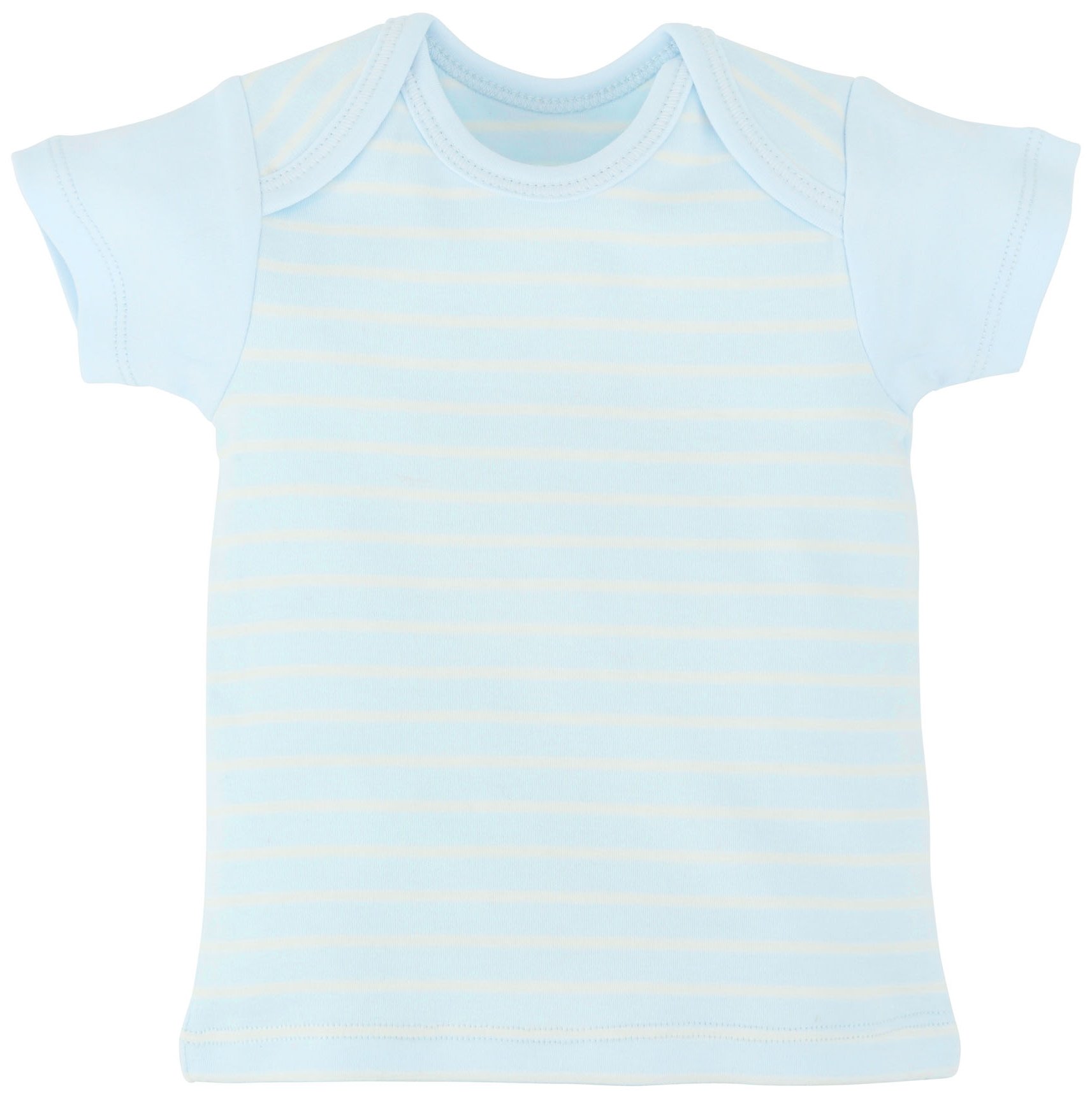 Under the NileBaby Short Sleeve Lap Shoulder T-Shirt Stripe Organic Cotton (Pale Blue Stripe, 6-9 Months)