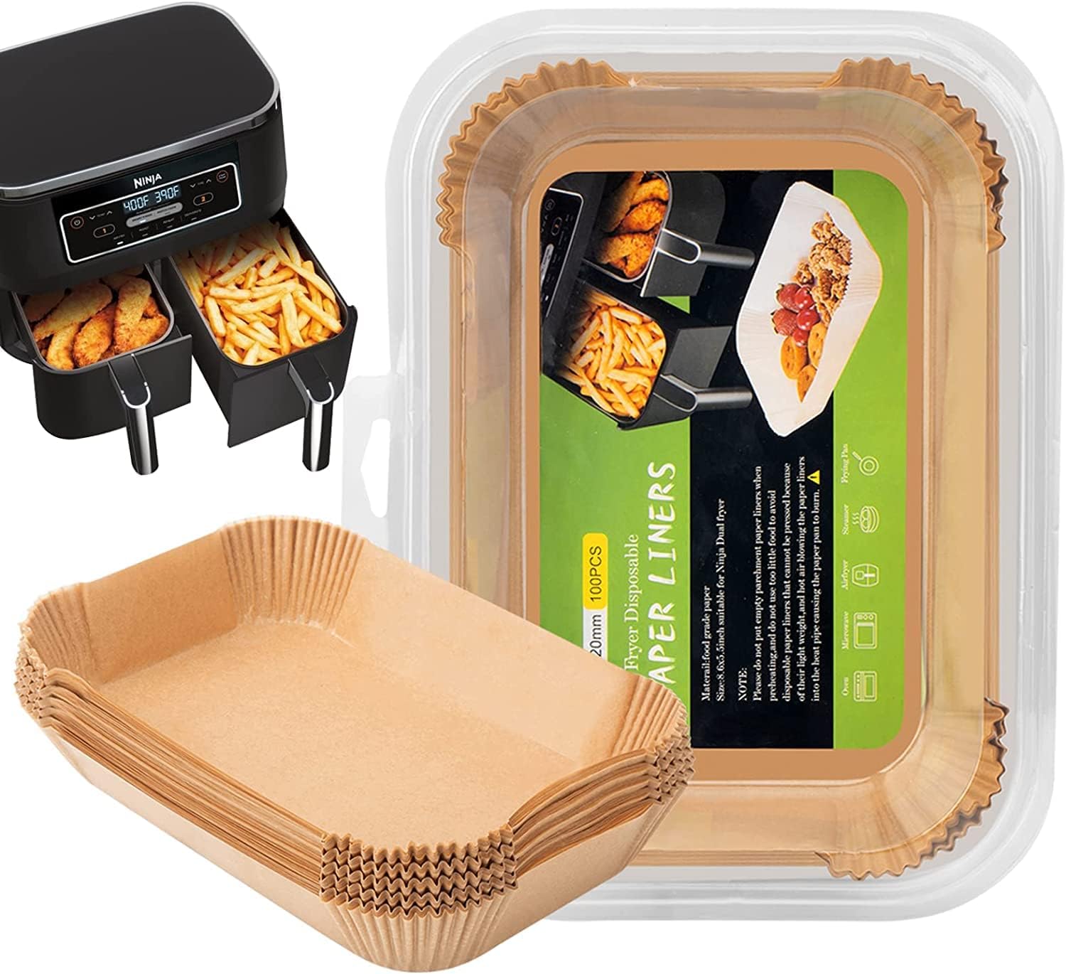 Air Fryer Disposable Paper Liner for Ninja Dual,125PCS Air Fryer Liners Rectangle 8.6x 5.5”, Parchment Liners for Ninja DZ201 DZ401, Accessories Baking Paper Air Fryer Disposable Paper Liner for Ninja Dual,125PCS Air Fryer Liners Rectangle 8.6x 5.5”, Parchment Liners for Ninja DZ201 DZ401, Accessories Baking Paper