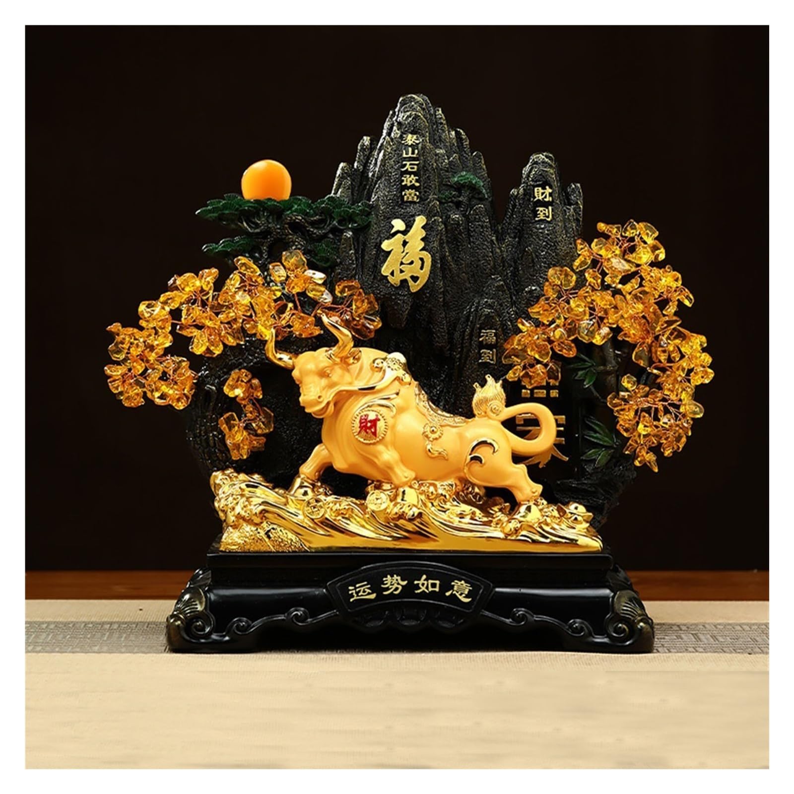 Money Tree Crystal Tree Feng Shui Money Figurine Fortune Bonsai Ornament for Bringing Wealth, Luck, Prosperity, Success Crystal Tree(Bruin)