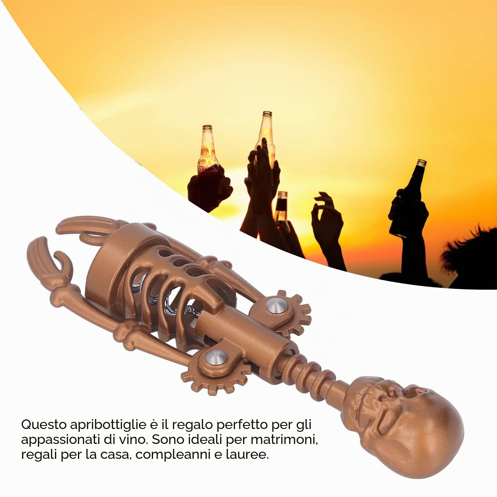 Cavatappi a Testa di Teschio di Vino - Apribottiglie per Compleanni e Cerimonie