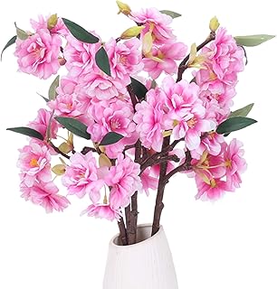 XHXSTORE 4pcs Bouquet Fleur Artificielle Cerisier Rose 40cm Branche Fleur Sakura Artificielle en Soie Fausse Fleurs Cerisier Deco Plante pour Vase Maison Mariage Table Fête Composition Florale