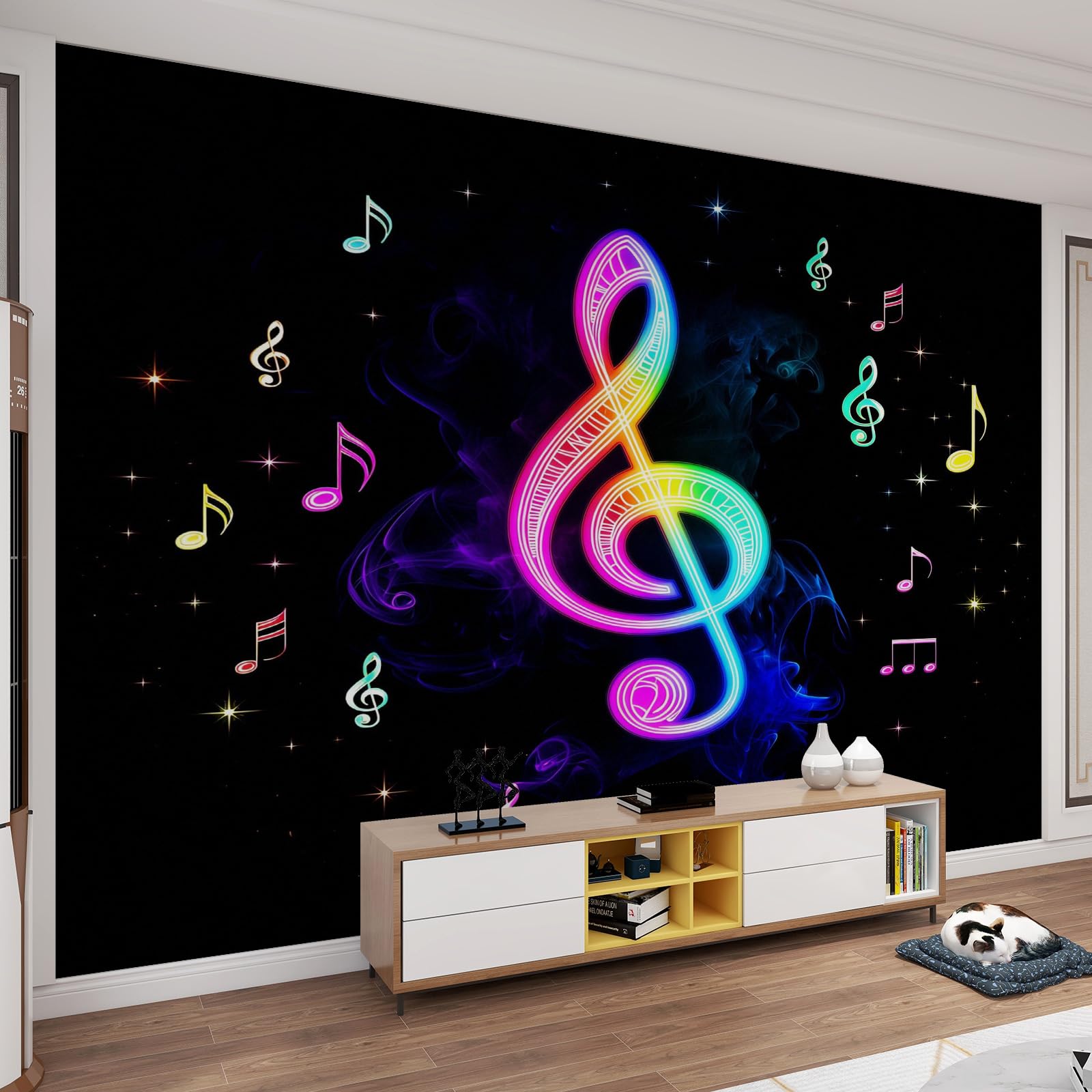 Papier peint notes de musique colorées décor panoramique chic
