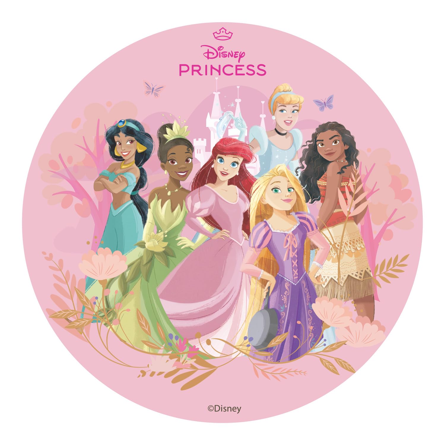 Oblea Comestible de Princesas Disney 20 CM Decoración para Tarta
