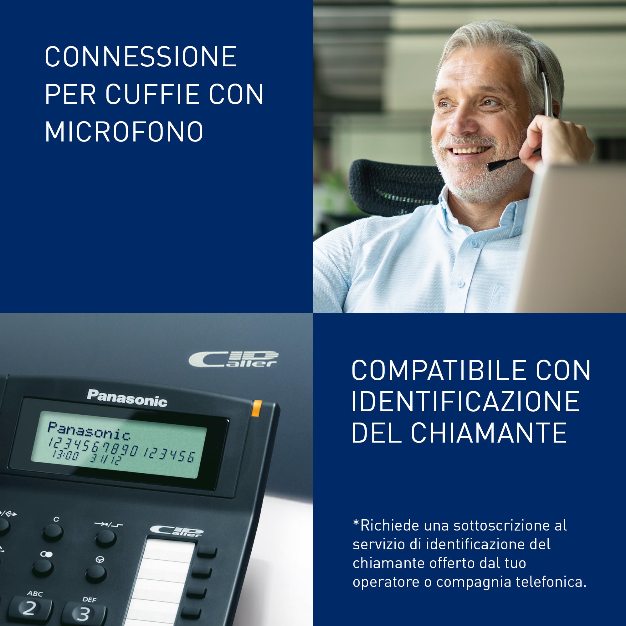 Panasonic KX-TS880EXB Telefono Fisso a Filo con Vivavoce e Identificativo del Chiamante, Sistema Telefonico Integrato, Rubrica, Richiamata a Tocco Singolo, Blocco della Selezione, Porta Dati, Nero